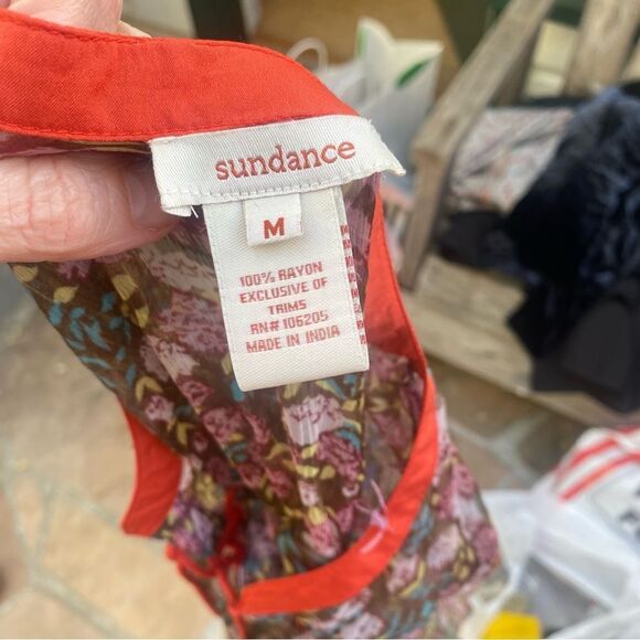 SUNDANCE Shadded Grove Floral Sheer Maxi Slip Dress Lace-up Neck Size M - Picture 6 of 12